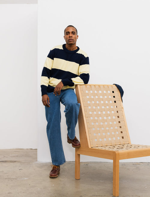 Col Rond BISCO Navy&Yellow Stripes - 1