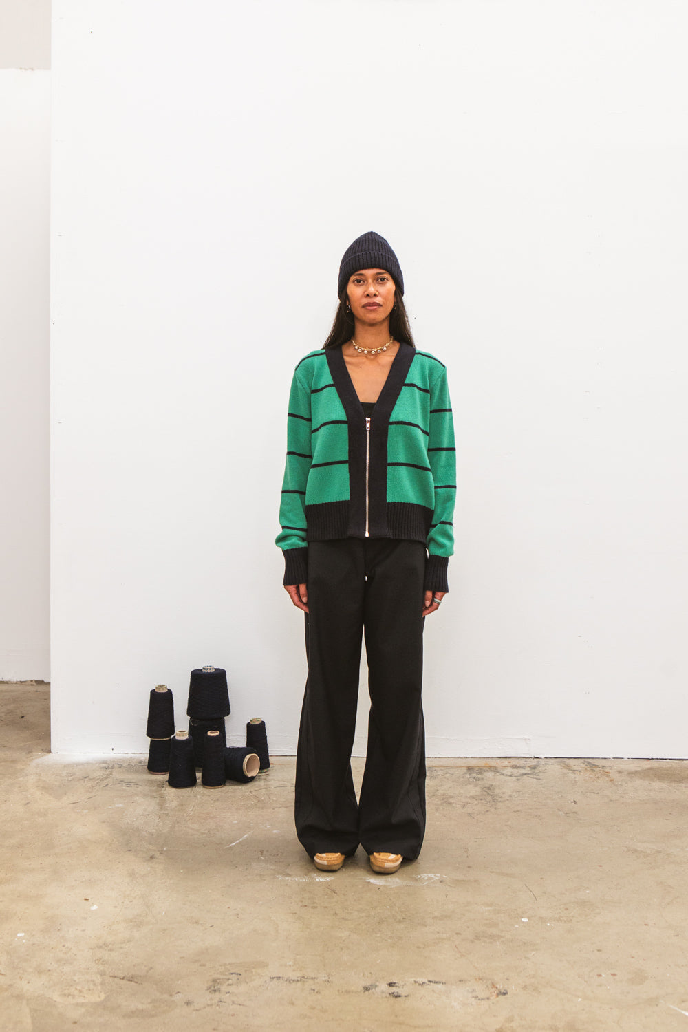 Précommande - Gilet zippé SANTI Green Stripes - 2