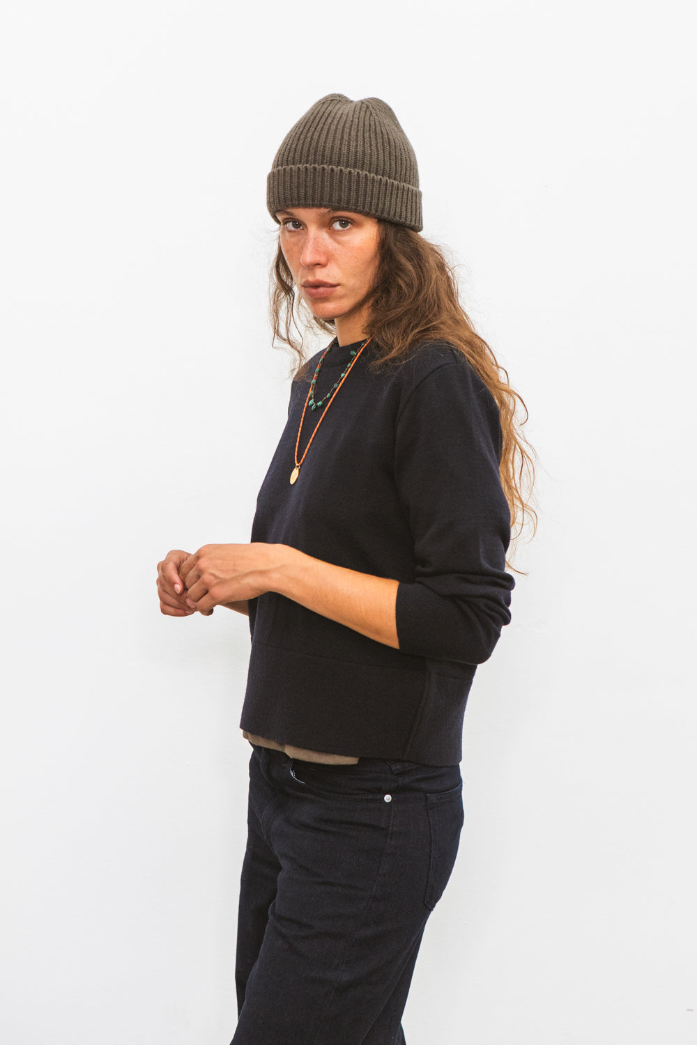 Précommande - Col rond Fin MERET Navy - 1