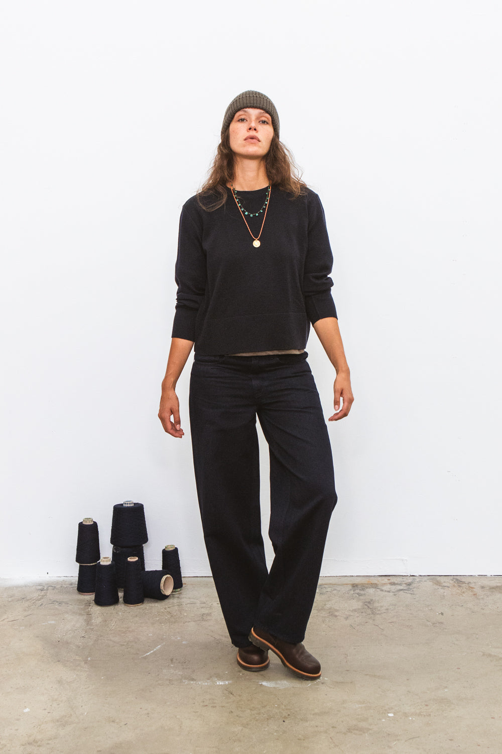 Précommande - Col rond Fin MERET Navy - 2
